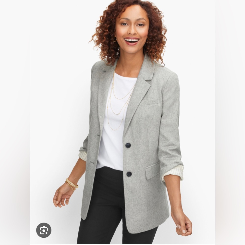 Talbots Long Wool-blend Herringbone Blazer